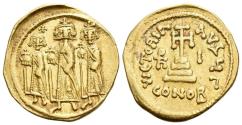 Ancient Coins - Heraclius, with Heraclius Constantine and Heraclonas, 610-641. Solidus Constantinople circa 638-639