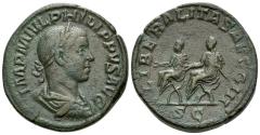 Ancient Coins - Philip II, 247-249 Sestertius circa 247-249 - Ex Kunst und Münzen, 24 and Naville Numismatics sale 86, 2023, 583 sales