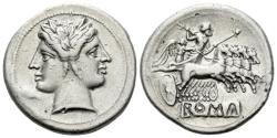 Ancient Coins - Roman Republic. Quadrigatus circa 225-214