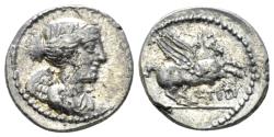Ancient Coins - Roman Republic. Q. Titius. Quinarius 90 - Scarce