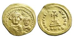 Ancient Coins - Constans II, with Constantine IV, 641-668. Solidus .Constantinople.