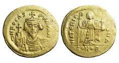 Ancient Coins - Phocas. 602-610. AV Solidus .Constantinople mint, 7th officina. Struck 607-609.