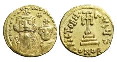 Ancient Coins - Constans II, with Constantine IV. 641-668. AV Solidus.