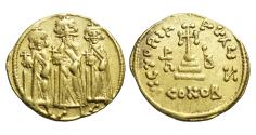 Ancient Coins - Heraclius, with Heraclius Constantine and Heraclonas. 610-641. AV Solidus