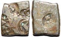 Ancient Coins - INDIA, MAURYA: Series VIb Silver punchmarked karshapana, GH 575. CHOICE!
