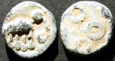 Ancient Coins - INDIA, IKSHVAKUS: Anon lead unit, Elephant R/Ujjain symbol. CHOICE!