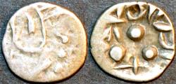 Ancient Coins - INDIA, UNKNOWN KINGDOM IN SIND OR PUNJAB, "Tapana" Silver unit "Three Dot" type, CHOICE!