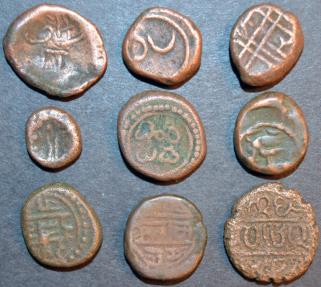 World Coins - SOUTH INDIA, unattributed copper coins, lot of 9