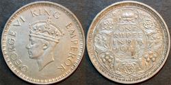 Ancient Coins - BRITISH INDIA, George VI Silver rupee, Bombay mint, 1943. SCARCE and SUPERB!