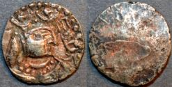 Ancient Coins - INDIA, ALCHON HUNS in Kashmir, Anonymous Base Silver drachm, SCARCE and CHOICE!