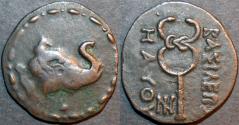 Ancient Coins - INDIA, INDO-SCYTHIAN: Maues AE hemi-obol, elephant type. CHOICE!