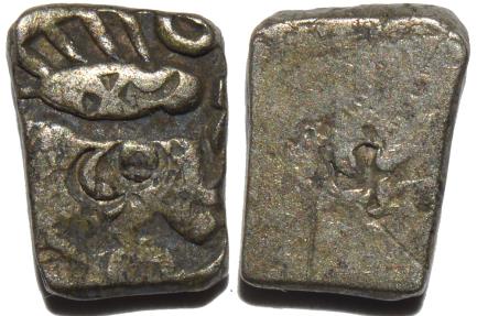 Ancient Coins - INDIA, SURASENA janapada, silver (AR) 1/2 karshapana, van't Haaff 1.16. SCARCE!