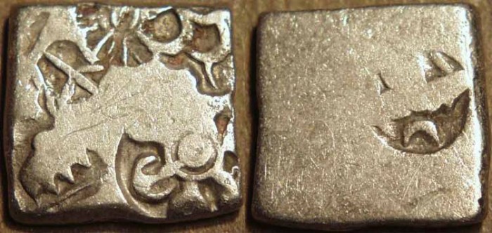 Ancient Coins - INDIA, MAURYA: Series VIb Silver punchmarked karshapana, GH 574. CHOICE+!
