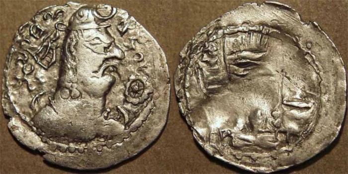 Ancient Coins - INDIA, ALCHON HUNS, Khingila Silver drachm, Göbl 81. SCARCE & CHOICE!