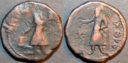 Ancient Coins - INDIA, KUSHAN: Kanishka I AE tetradrachm, Athsho reverse. SCARCE