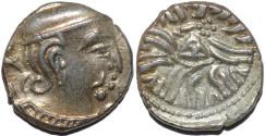 Ancient Coins - INDIA, WESTERN KSHATRAPAS: Rudrasena III (348-378 CE) Silver drachm, year S. 27x. CHOICE!