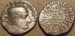 Ancient Coins - INDIA, WESTERN KSHATRAPAS: Rudrasimha I  (c.178-197 CE) Silver drachm, as Kshatrapa. Dated (!) 111. VERY RARE, CHOICE and IMPORTANT!