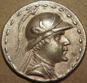 Ancient Coins - BACTRIA, Eukratides (Eucratides) AR tetradrachm, helmeted type. SUPERB!
