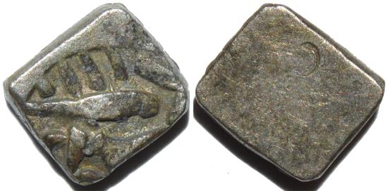 Ancient Coins - INDIA, SURASENA janapada, silver (AR) 1/2 karshapana, van't Haaff 1.29.18. SCARCE and CHOICE!