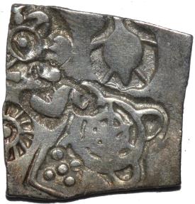 Ancient Coins - INDIA, MAGADHA: Series I AR punchmarked karshapana GH 253a. VERY RARE and SUPERB!