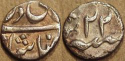Ancient Coins - INDIA, NAWABS of AWADH: Anon AR 1/8 rupee ino Shah Alam II, Banaras, RY 22. UNLISTED, UNIQUE+CHOICE!