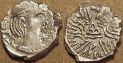 Ancient Coins - INDIA, WESTERN KSHATRAPAS: Rudrasena III (348-378 CE) Silver drachm, year S. 291. CHOICE!