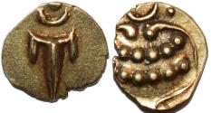 World Coins - INDIA, MARATHAS of THANJAVUR (TANJORE): Anonymous Gold fanam, c. 1678-1800. CHOICE!