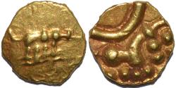 World Coins - INDIA, HOYSALA: Anonymous Gold fanam or hana, Vira Raya type. SCARCE + SUPERB!
