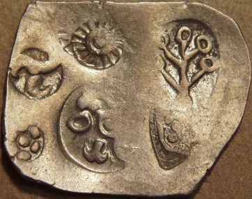 Ancient Coins - INDIA,MAGADHA: Archaic period Silver 25-mashas. UNLISTED, EXTREMELY RARE and SUPERB!