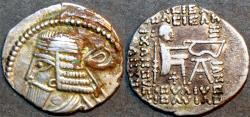 Ancient Coins - PARTHIA, VOLOGASES I (51-78 CE) Silver drachm, Ecbatana, Sell 70.14. CHOICE!