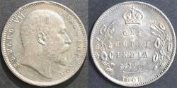 Ancient Coins - BRITISH INDIA, Edward VII AR rupee, Calcutta, 1908, CHOICE!
