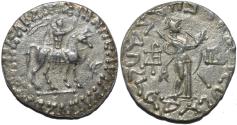 Ancient Coins - INDO-SCYTHIAN, AZES Silver tetradrachm, Athena reverse, Senior 98.373T. CHOICE!