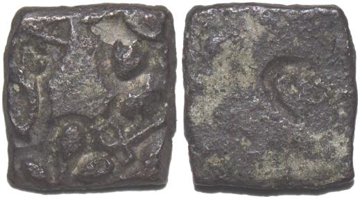 Ancient Coins - INDIA, SANGAM AGE PANDYA: Silver punchmarked Half Karshapana. VERY RARE and SUPERB for type!