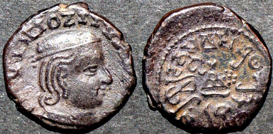 Ancient Coins - INDIA, WESTERN KSHATRAPAS: Isvaradatta (242-43 CE?) Silver drachm, year 1. SCARCE & CHOICE