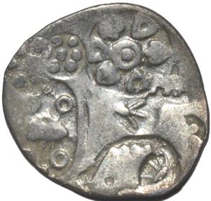 Ancient Coins - INDIA, MAGADHA: Series I AR punchmarked karshapana GH 188. RARE and CHOICE!