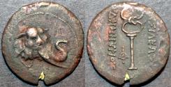 Ancient Coins - BACTRIA (BAKTRIA): Demetrius (Demetrios) I AE tri-chalkon or triple unit: Elephant head/caduceus. SCARCE!
