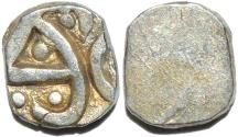Ancient Coins - INDIA, Kuru janapada, c.4th century BCE, Silver 15-mana, uniface, compact type, SCARCE and CHOICE!