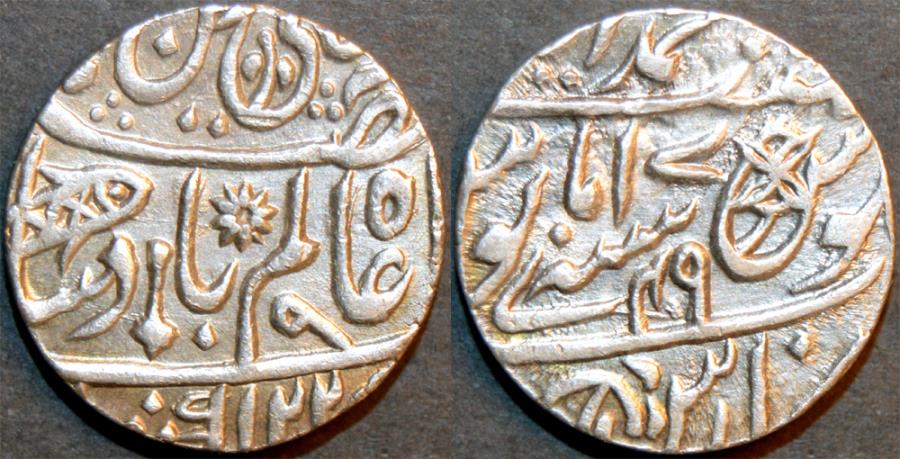 World Coins - BRITISH INDIA, BENGAL PRESIDENCY: Silver rupee in the name of Shah Alam II, Banaras, AH 1225, RY 49. SUPERB!
