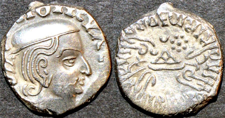 Ancient Coins - INDIA, WESTERN KSHATRAPAS: Vijayasena (239-250 CE) Silver drachm, as Mahakshatrapa, year S. 167. SUPERB!