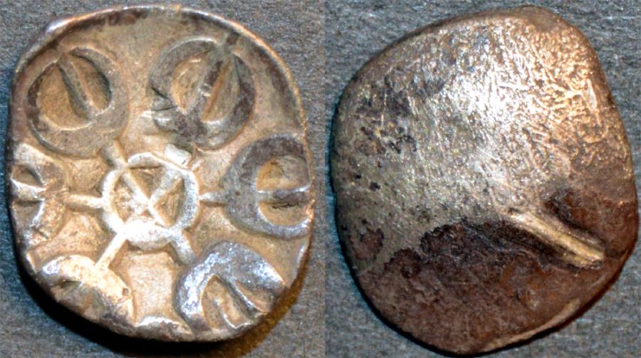 INDIA, GANDHARA janapada, Silver 1/8 satamana, Type 6. CHOICE!