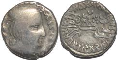 Ancient Coins - INDIA, WESTERN KSHATRAPAS: Vijayasena (239-250 CE) Silver drachm, as Kshatrapa, year S. 16x. SCARCE!