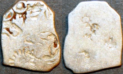 Ancient Coins - INDIA, MAGADHA: Series IVd Silver punchmarked karshapana, GH 471