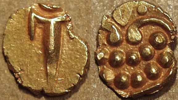 Ancient Coins - INDIA, MARATHAS of THANJAVUR: Anonymous Gold fanam, c. 1678-1800. CHOICE! 