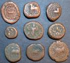 Ancient Coins - SOUTH INDIA, unattributed copper coins, lot of 9