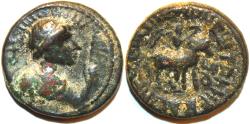 Ancient Coins - INDIA, KUSHAN: Vima Takha (Soter Megas or Vima Takto) AE tetradrachm: 12 rays