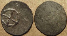Ancient Coins - INDIA, KADAMBAS of BANAVASI: Anepigraphic potin unit, chakra type. RARE and SUPERB!
