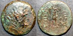 Ancient Coins - BACTRIA, Demetrios I (Demetrius) AE dichalkon or double unit, Herakles/Artemis. SCARCE & BARGAIN-PRICED!