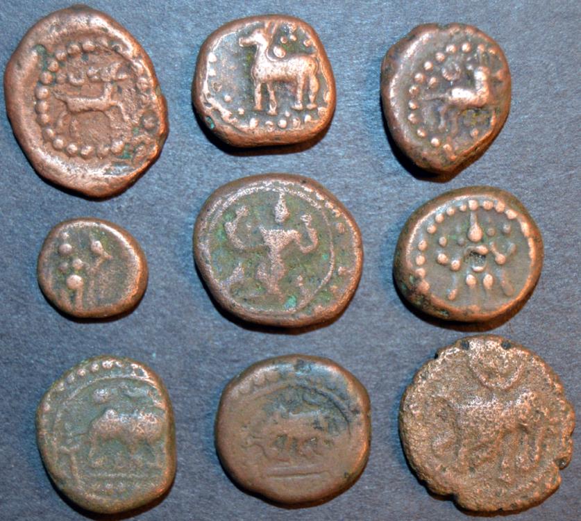 World Coins - SOUTH INDIA, unattributed copper coins, lot of 9