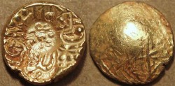 Ancient Coins - INDIA, NOLAMBAS, Nanni Nolamba II (1044-52) punchmarked Gold gadyana (pagoda). EXTREMELY RARE!