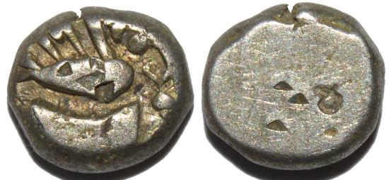 Ancient Coins - INDIA, SURASENA janapada, silver (AR) 1/2 karshapana, van't Haaff 1.9. SCARCE and CHOICE!